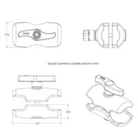 RAM Double Socket Arm - E Size Short