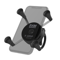 RAM Low Profile Handlebar Mount With Sm X-Grip Phone Holder With Zip Tie Wrap Slots And Male Pin Lock