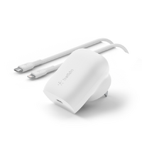 Belkin BoostCharge USB-C PD 3.0 PPS Wall Charger 30W + USB-C Cable with Lightning Connector