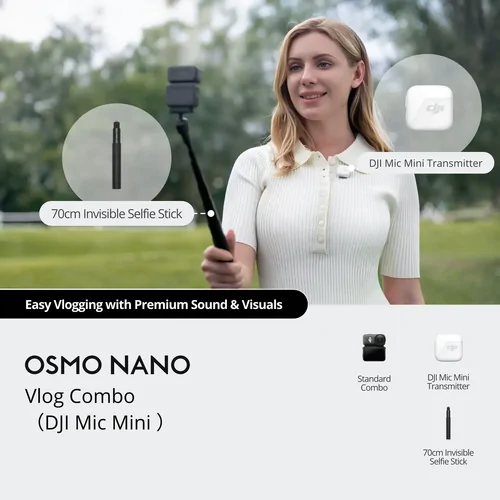 DJI Osmo Nano Vlog Combo (128GB, DJI Mic Mini Transmitter Arctic White)