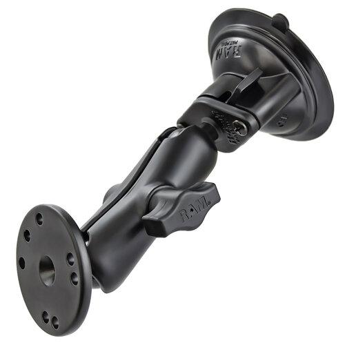 RAM Twist-Lock Suction Cup Double Ball Mount with Round Plate