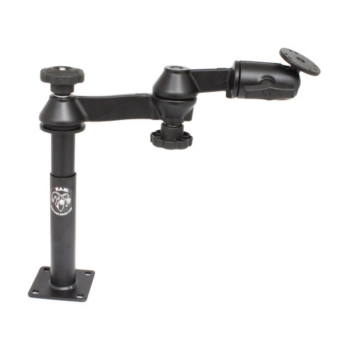 RAM Tele-Pole with 4" & 7" Poles, Double Swing Arms & Round Plate