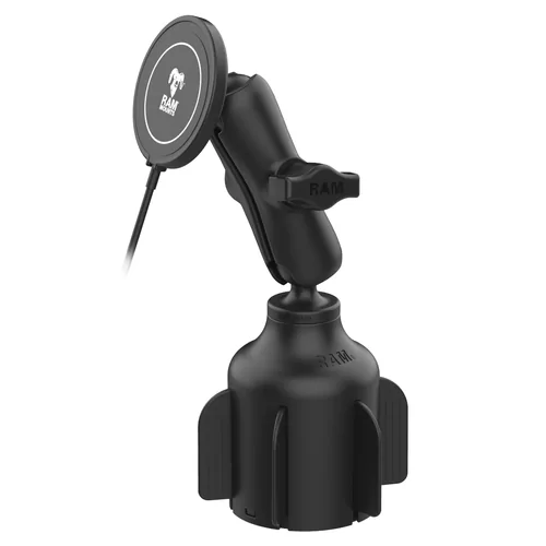 RAM Stubby Cup Holder Mount with RAM Qi2 15W Wireless Charger