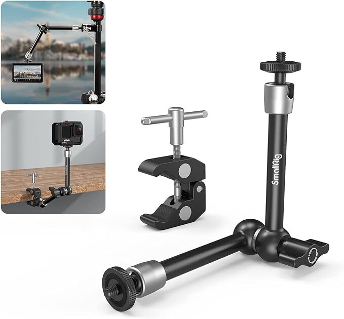 images SmallRig Clamp w/ 1/4" and 3/8" Thread and 9.5 Inches Adjustable Friction Power Articulating Magic Arm with 1/4" Thread Screw for LCD Monitor/LED Ligh - Image 1