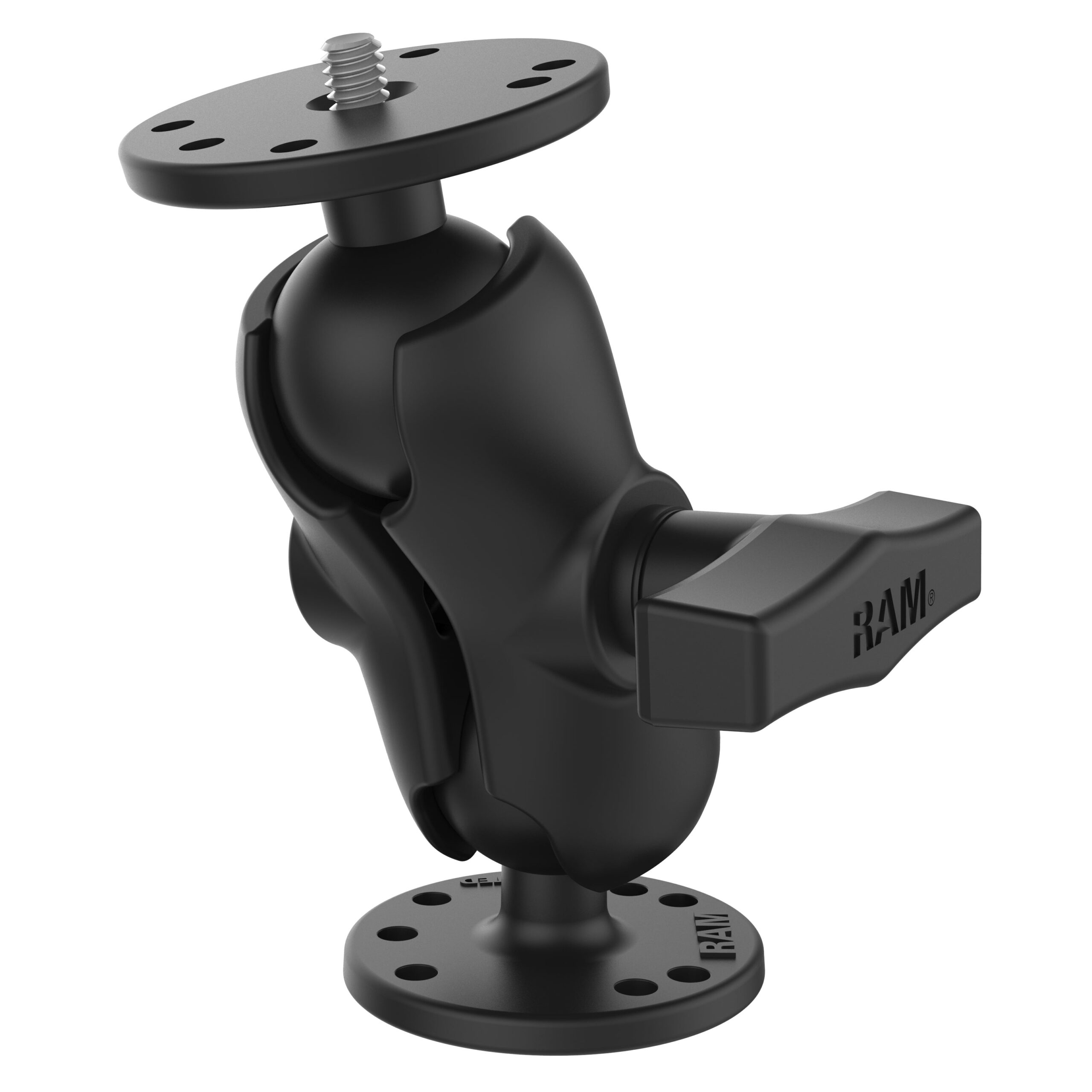 RAM-101AU-B.jpg RAM® Double Ball Mount with 1/4"-20 Male Thread - C Size Short - Image 1