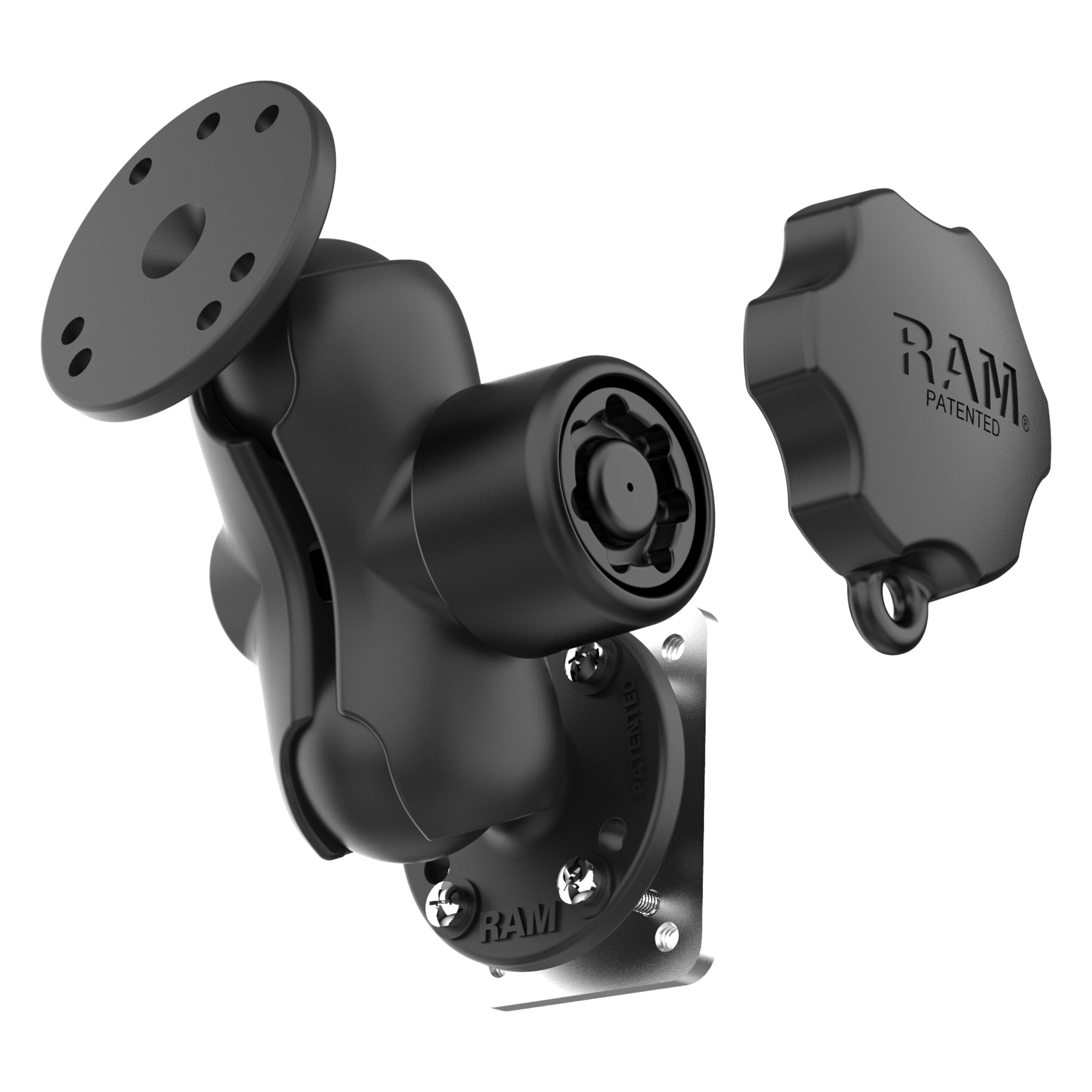 RAM-101L-B-225B2U.jpg RAM® Locking Drill-Down Dashboard Mount with Backing Plate C Size Short - Image 1