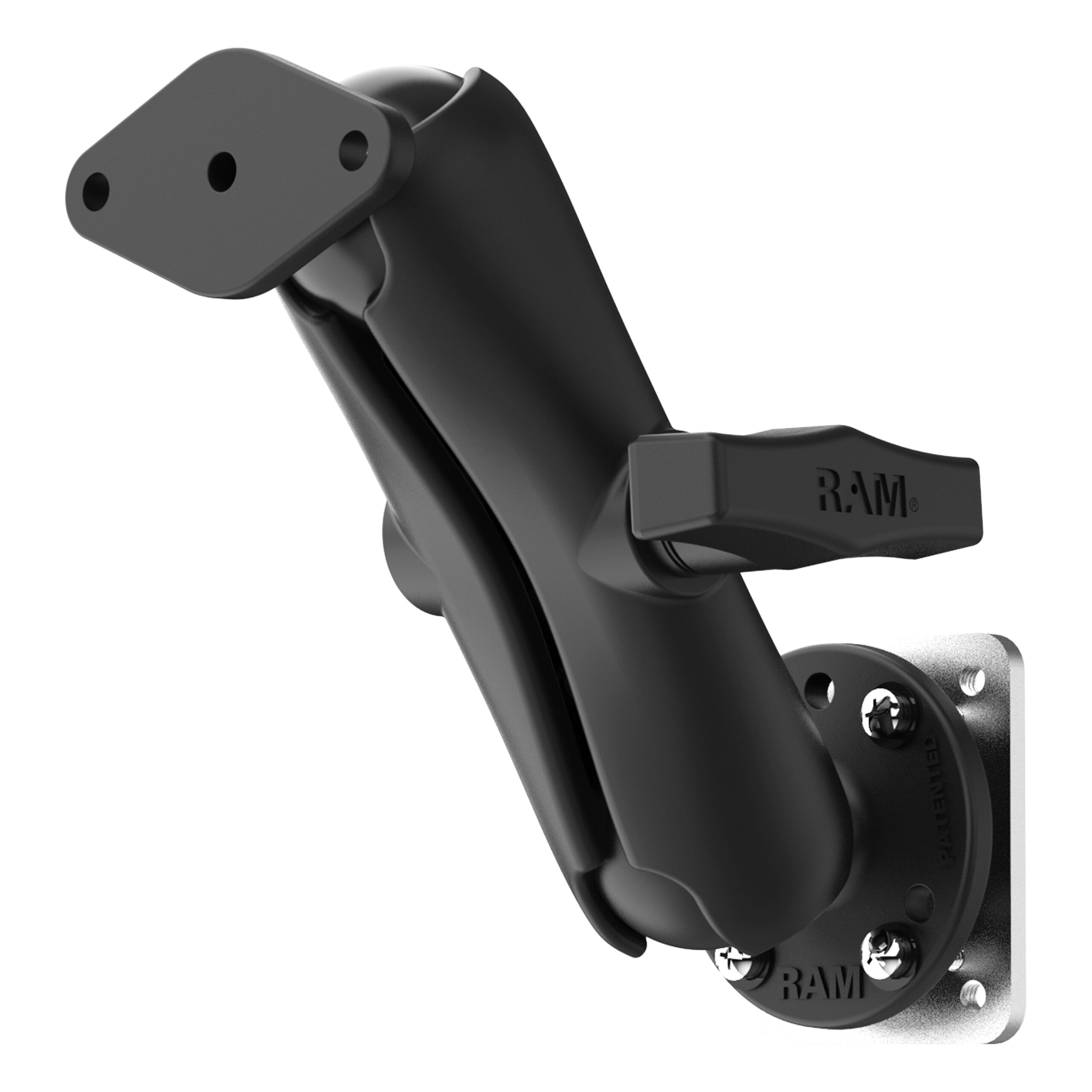RAM-138-225B2U.jpg RAM® Dashboard Mount with Backing Plate & Diamond Plate - C Size Medium - Image 1
