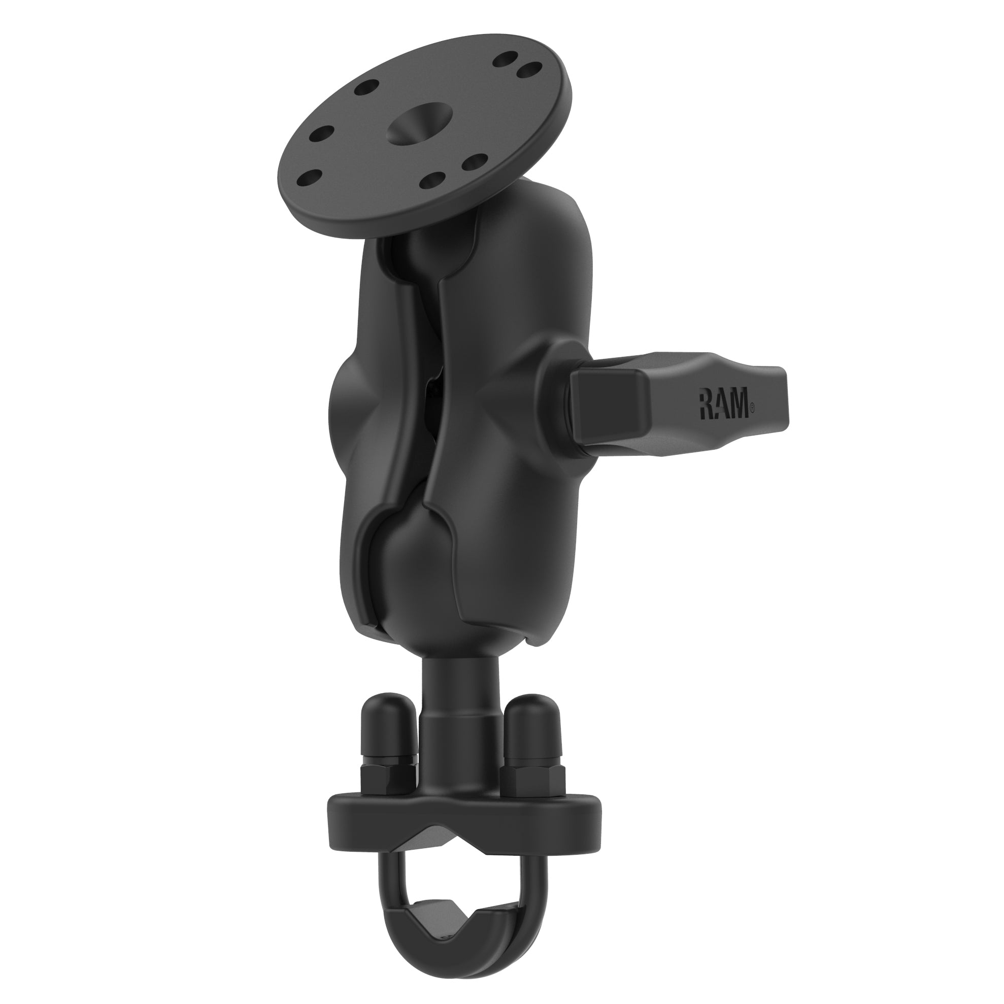 RAM-149Z-B-202U.jpg RAM® Handlebar U-Bolt Double Ball Mount with Round Plate - C Size Short - Image 1