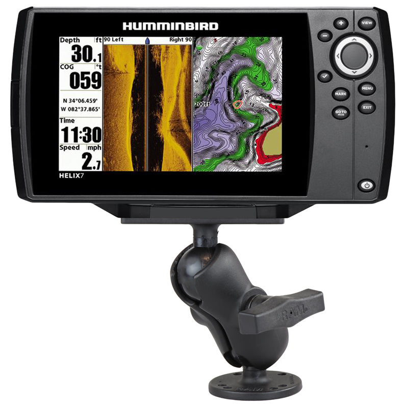RAM-202-24-B-202U.jpg RAM® Drill-Down Double Ball Mount for Humminbird Helix 7 - Short - Image 1