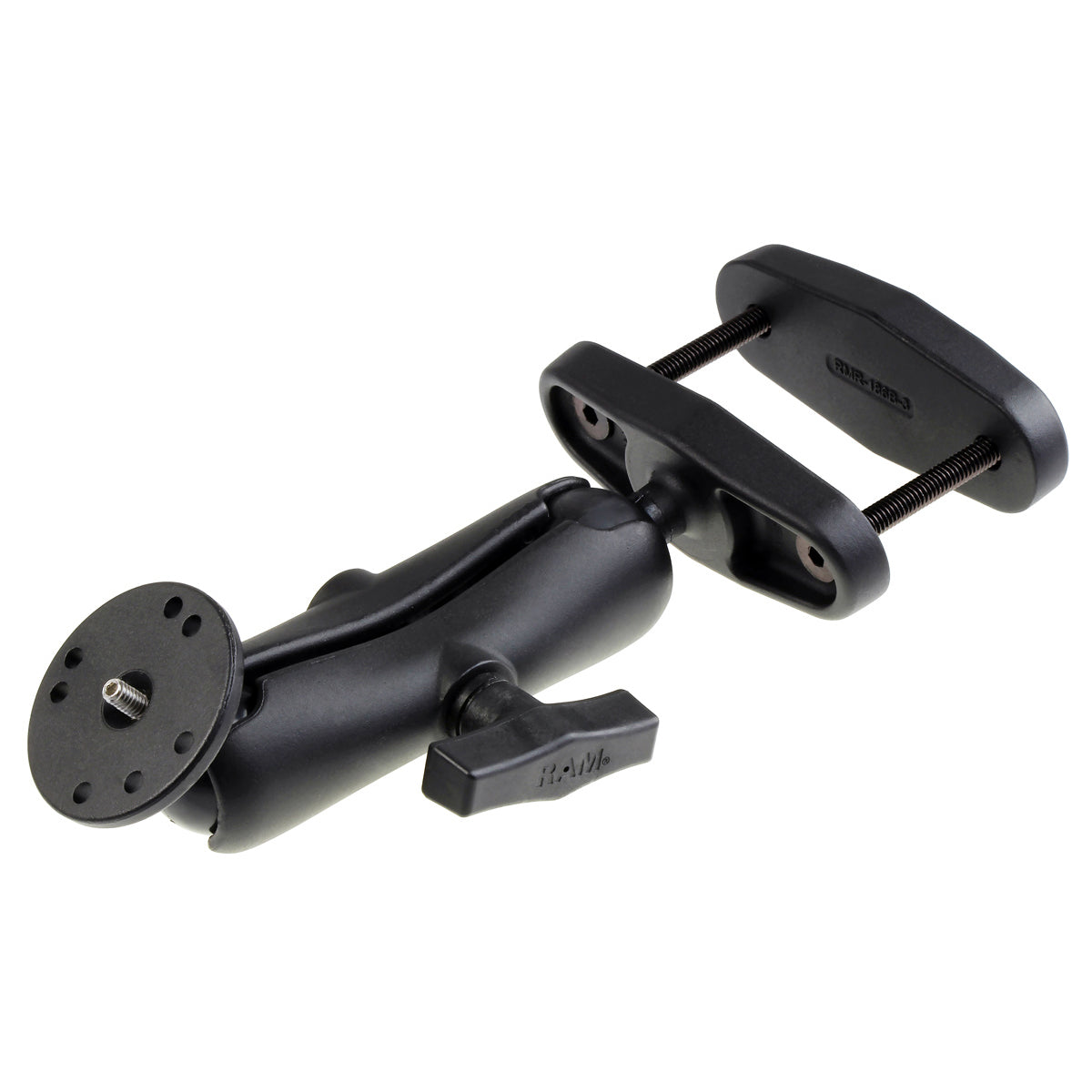 RAM-202A-247-3U.jpg RAM® Double Ball Mount with 3" Square Post Clamp Base and 1/4"-20 Stud - Image 1