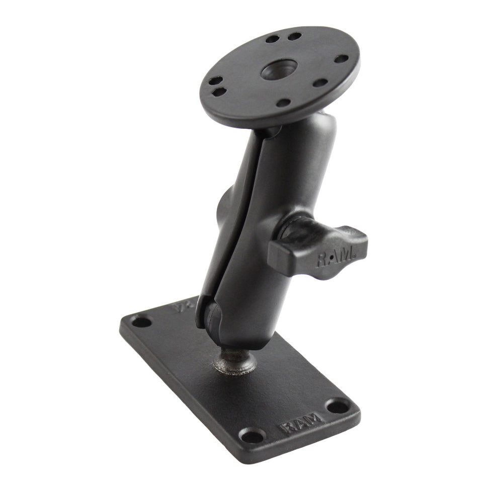 RAM-B-101-24U.jpg RAM® Double Ball Mount with Round Plate and 2" x 4" Plate - Medium - Image 1