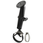 RAM® Double Ball Strap Hose Clamp Mount with Round Plate - Long