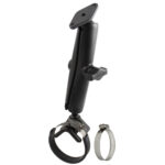 RAM® Double Ball Strap Hose Clamp Mount with Diamond Plate - Long