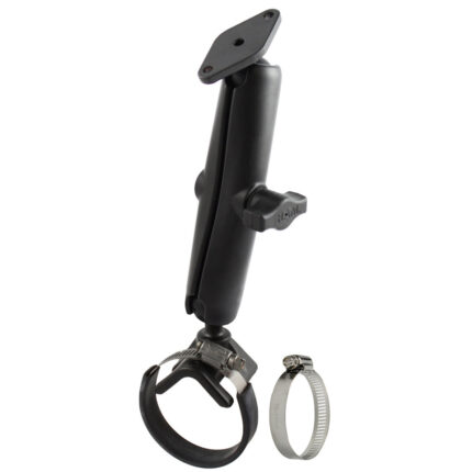 RAM® Double Ball Strap Hose Clamp Mount with Diamond Plate - Long