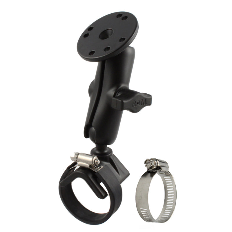 RAM-B-108U.jpg RAM® Double Ball Strap Hose Clamp Mount with Round Plate - Medium - Image 1