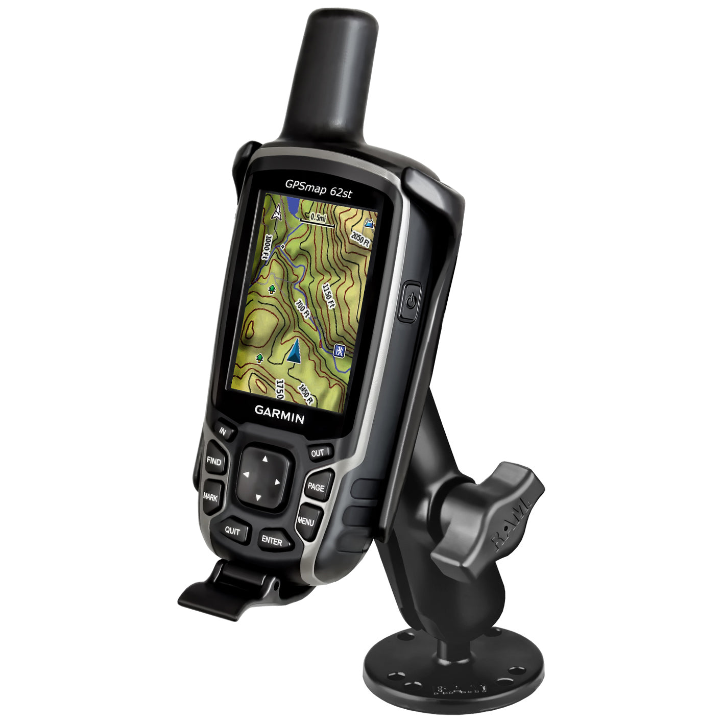 RAM-B-138-GA41U.jpg RAM® Drill-Down Mount for Garmin GPSMAP 62 & 64 Series - Aluminum - Image 1