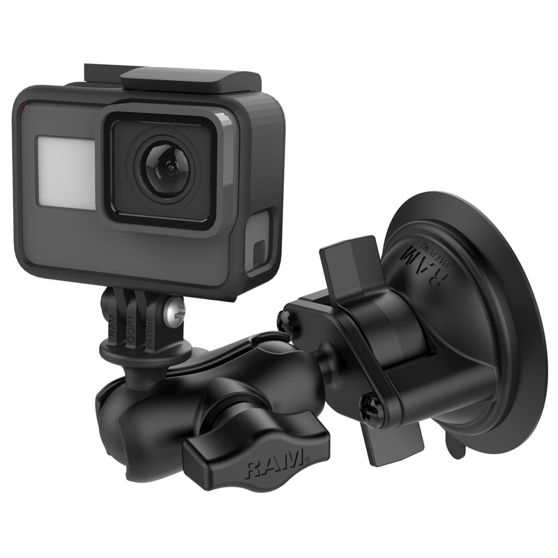 RAM-B-166-A-GOP1U RAM Twist-Lock Suction Cup Mount with Action Camera Adapter - Short - Image 1