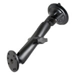 RAM Twist-Lock Suction Cup Double Ball Mount with Round Plate - Long