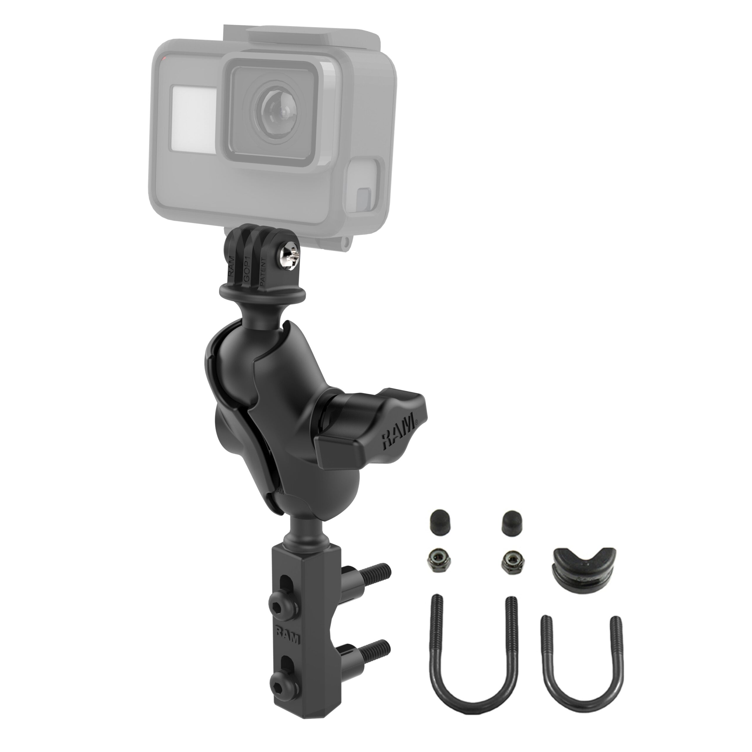 RAM-B-174-A-GOP1U.jpg RAM® Motorcycle Brake/Clutch Reservoir Base with Action Camera Mount - Image 1