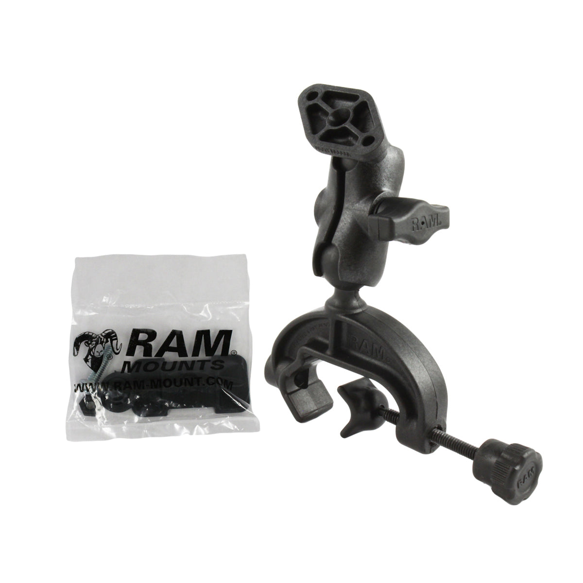 RAP-B-121-A-238U.jpg RAM® Composite Yoke Clamp Mount with Diamond Plate - Short - Image 1
