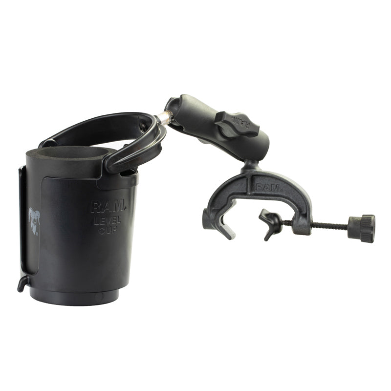 RAP-B-132CU.jpg RAM® Level Cup™ 16oz Drink Holder with Composite Yoke Clamp Base - Image 1