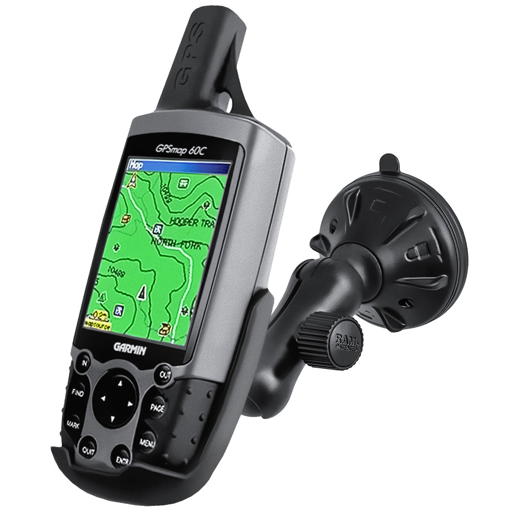 RAP-B-166-2-GA12U.jpg RAM® Twist-Lock™ Low-Profile Suction Mount for Garmin GPS 60 + More - Image 1