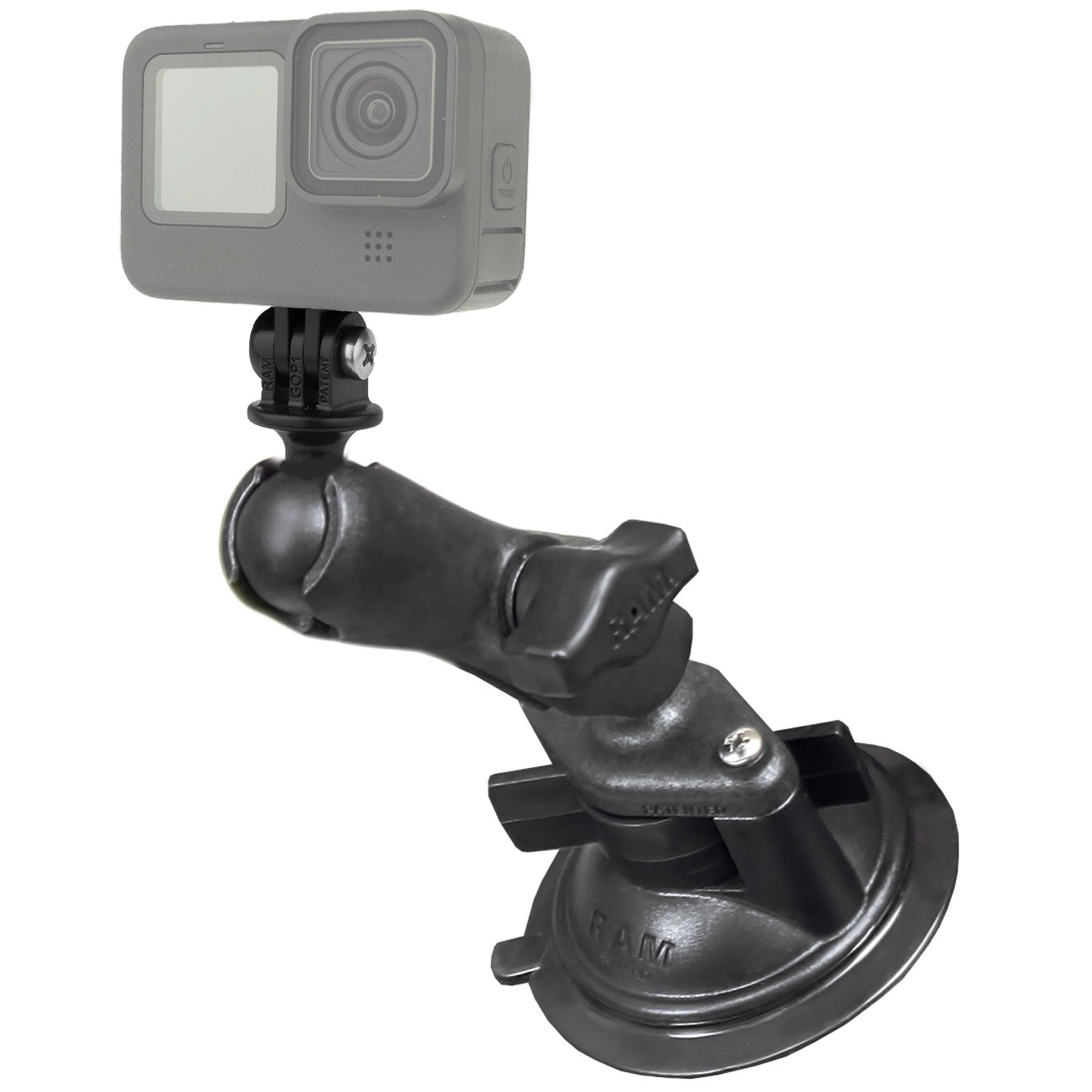 RAP-B-166-GOP1.jpg RAM® Twist-Lock™ Composite Suction Mount with Action Camera Adapter - Image 1