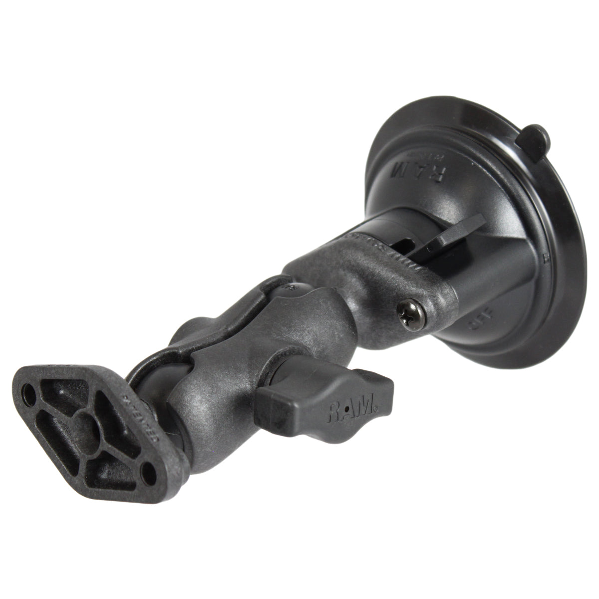 RAP-B-166U-A.jpg RAM® Twist-Lock™ Composite Suction Cup Double Ball Mount - Short - Image 1