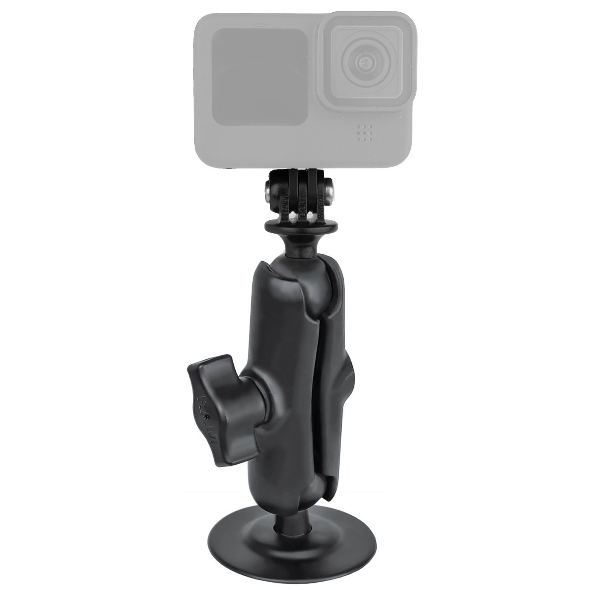 RAP-B-378-202U-GOP1.jpg RAM® Flex Adhesive Double Ball Mount with Action Camera Adapter - Image 1
