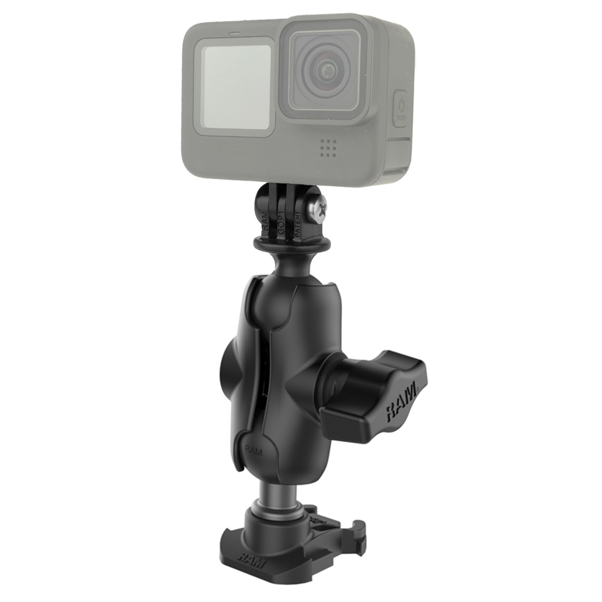 RAP-B-GOP2-A-GOP1U.jpg RAM® Ball Adapter for GoPro® Bases with Universal Action Camera Adapter - Image 1
