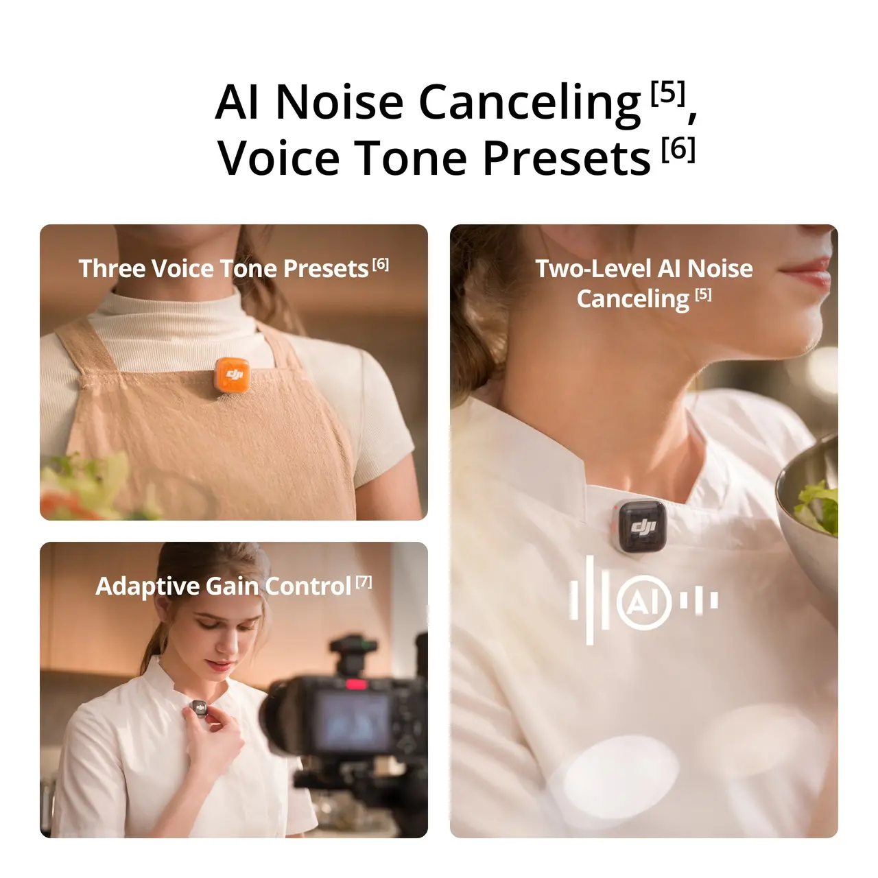 Two-Level AI Noise Canceling & Three Voice Tone Presets