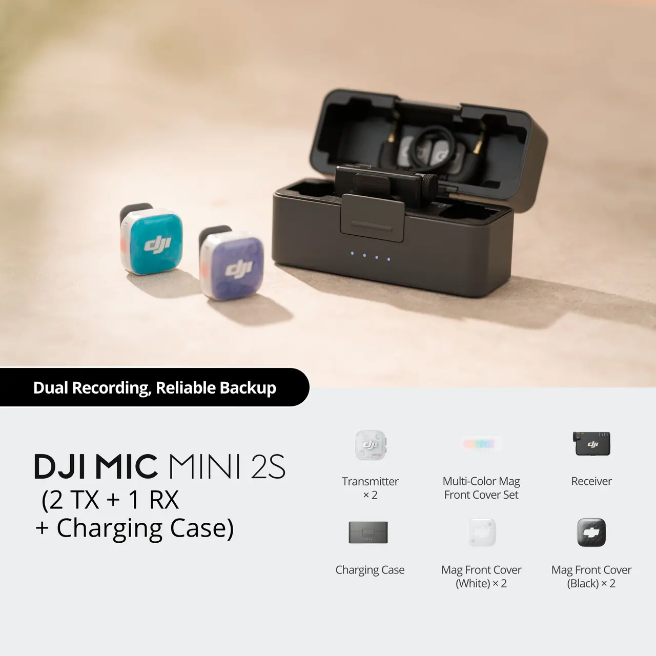 DJI Mic Mini 2S (2 TX + 1 RX + Charging Case) - main DJI Mic Mini 2S (2 TX + 1 RX + Charging Case)