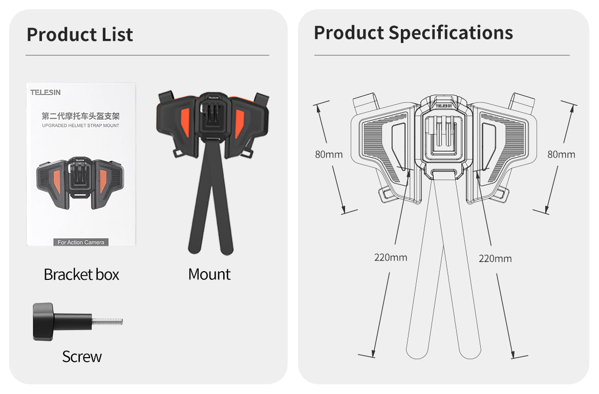 TELESIN Motorcycle Helmet Chin Strap Mount for GoPro